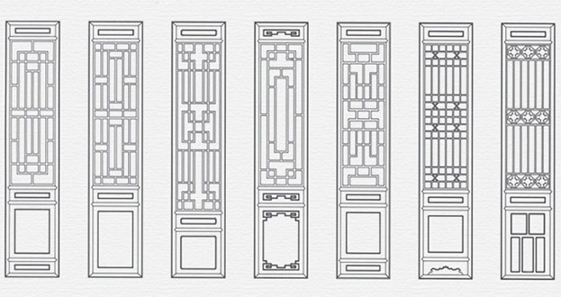 忻府常用中式仿古花窗图案隔断设计图